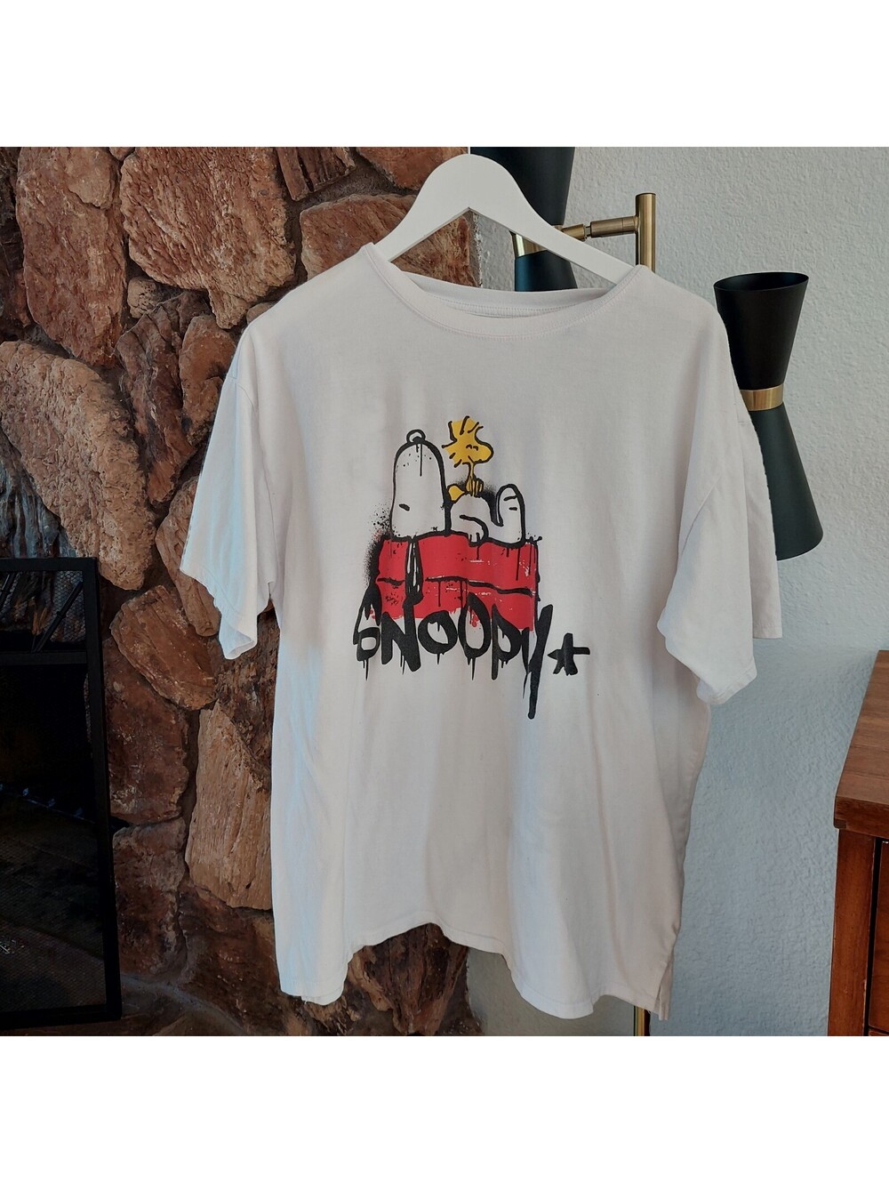 Peanuts XXL White Snoopy & Woodstock Graphic T-Shirt, 60% Cotton 40% Polyester